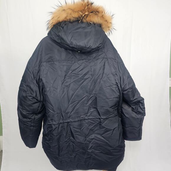 Vintage Phat Farm Men’s Goose Down Parka Coat- L -Black Fur Hood 90s Hip-Hop NYC - Picture 2 of 7